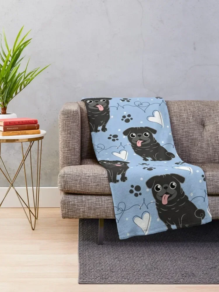 Одеяло LOVE Black Pug одеяла и пледы тяжелые декоративные