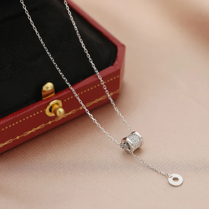 Женское колье с цилиндрическим кристаллом ANENJERY круглым кулоном и цепочкой