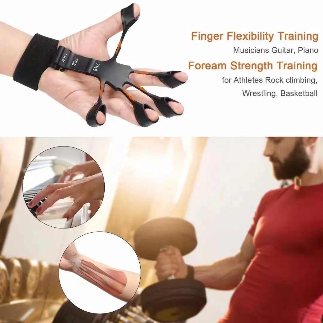 

Finger Gripper Finger Exerciser Guitar Finger Exerciser 6 Resistant Levels Recovery Physical Tools Hand Strengthener For Patient