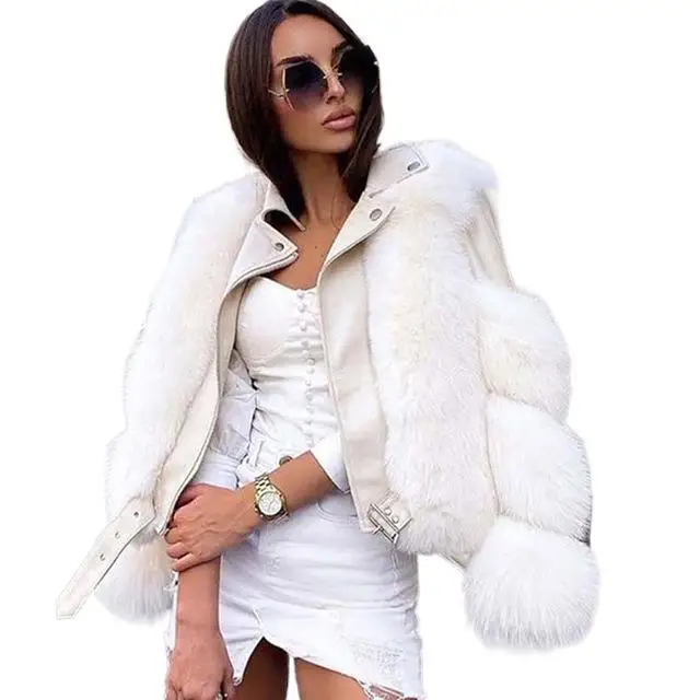 Enlarge Female Winter Natural Fox Fur Coat Women Real Fur Jacket With Real Leather Sheep Leather Fox Fur Overcoat Luxury Warm Outerwear
