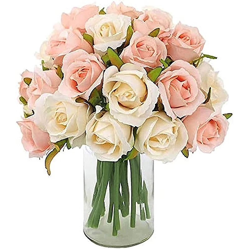 

Artificial Rose Flowers Bouquet Silk Flower Roses for Bridal Wedding Party Decor 24 Heads