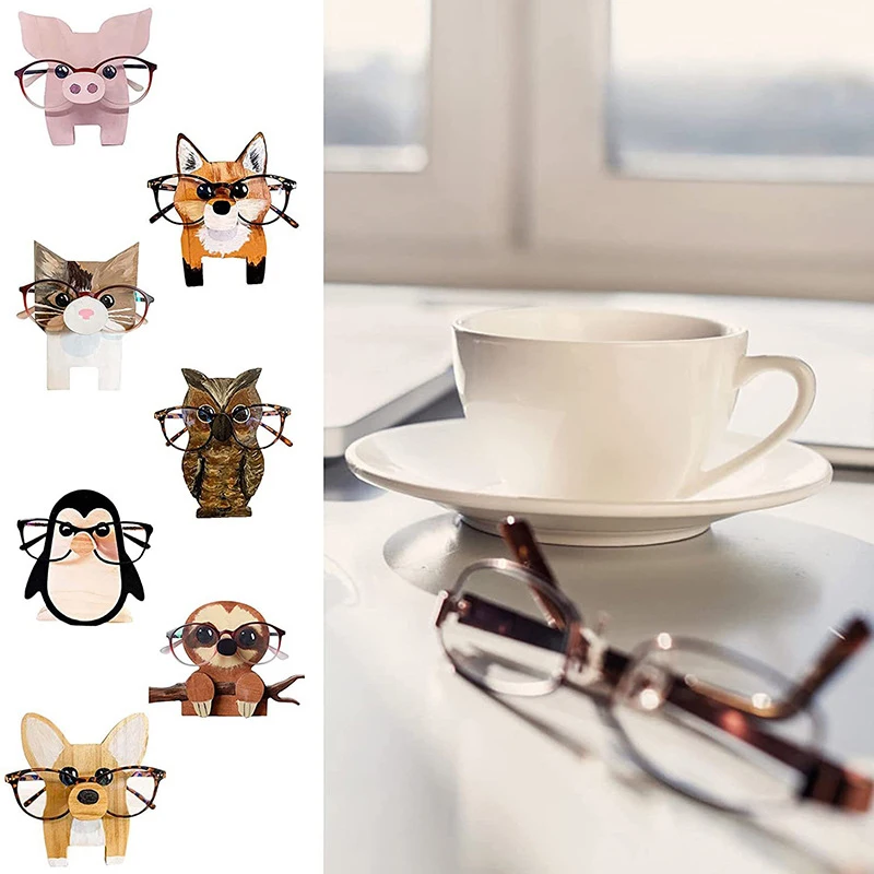 

1Pc 3D Animal Wood Carvings Sunglass Display Rack Shelf Animal Glasses Rack Cute Eyeglasses Show Stand Jewelry Holder Showcase