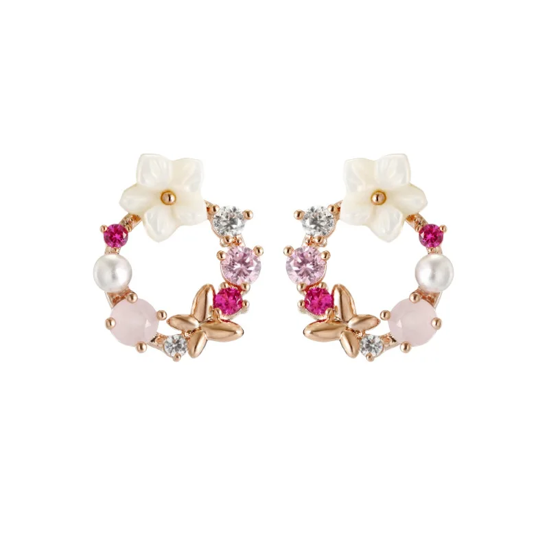 

Fashion Flower Butterfly Stud Earrings for Women Crystal Zircon Pearl Stud Earrings Fashion Jewelry Accessories Gifts