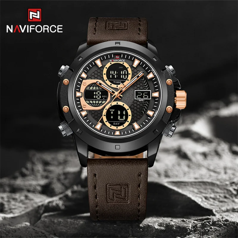 NAVIFORCE мужские спортивные часы в стиле милитари цифровые ЖК-дисплеи