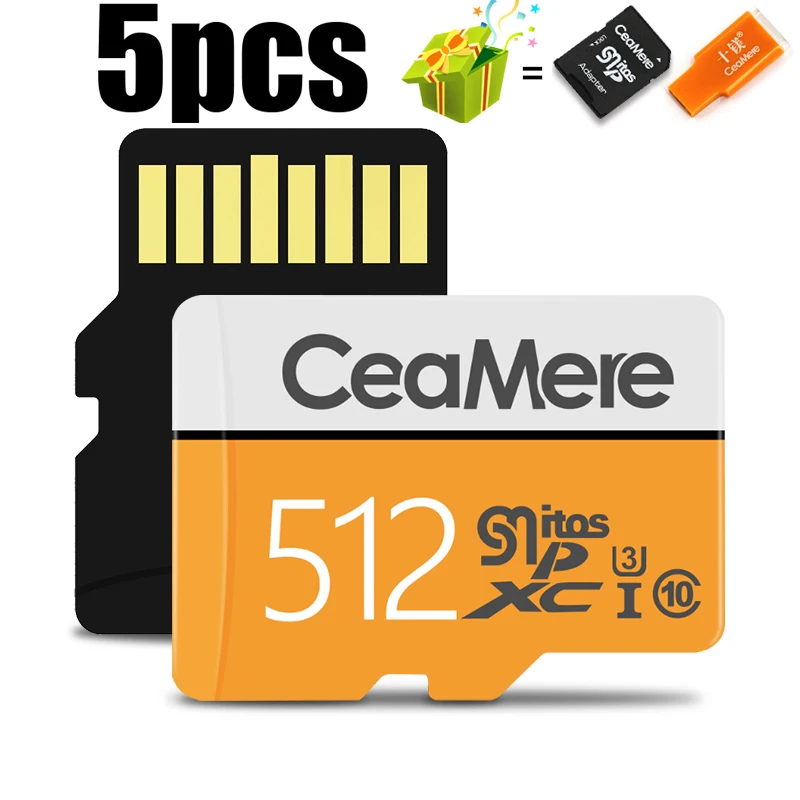 Фото XoMere 5 шт. карта памяти TF 256 ГБ128 ГБ64 ГБ 32 ГБ16 ГБ8 ГБ класс 10 tf/sd 4 ГБ карта памяти памяти для адаптера смартфона №1