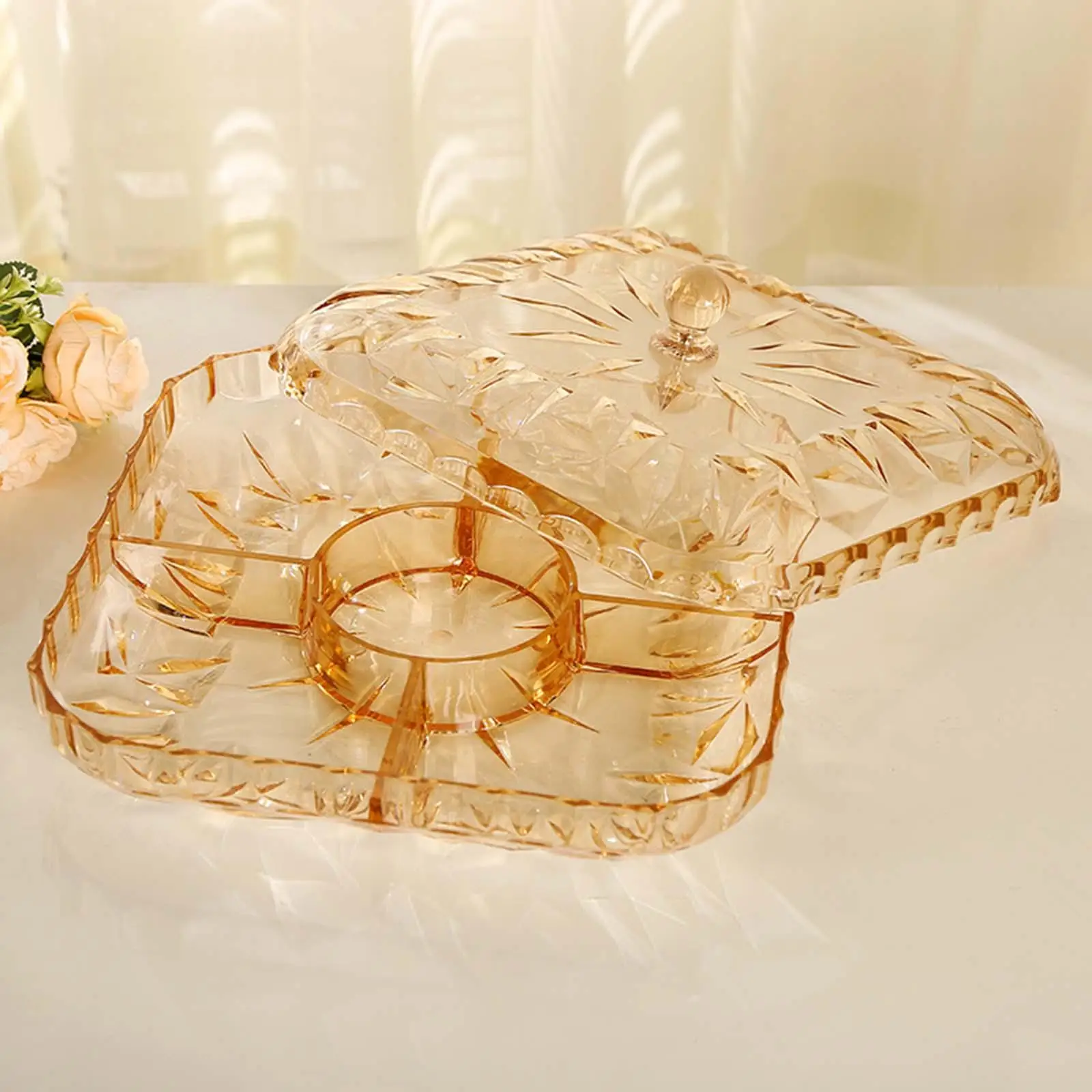 

Serving Bowl Dividing Plate Container Storage with Lid Food Home