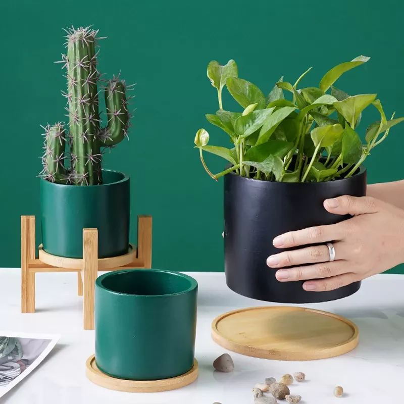 

Durable Wood Planter Pot Trays Flower Pot Rack Strong Free Standing Bonsai Holder Home Garden Indoor Display Plant Stand