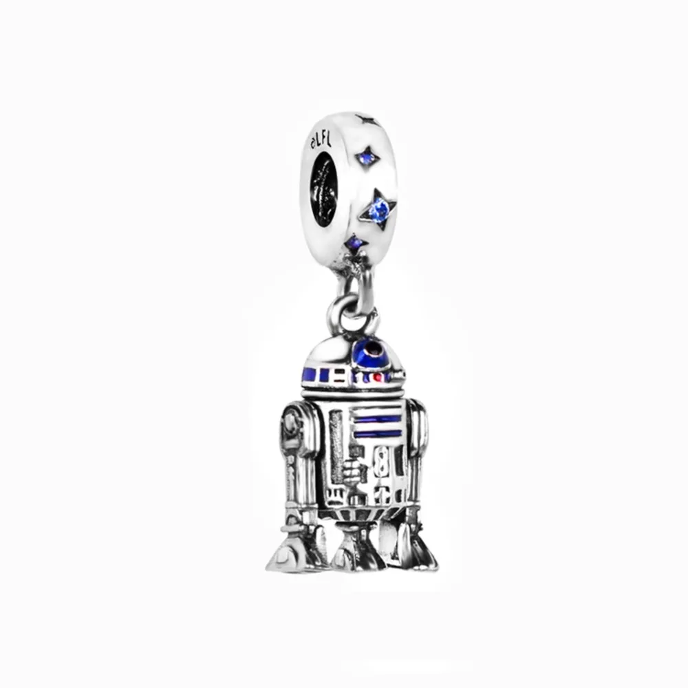 

Popular 925 Solid Silver Beads Charms Princess R2D2 Robot Pendant Fit Pandora 925 Original Bracelet Women DIY Jewelry Gift