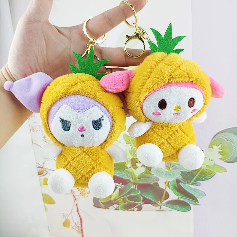 

Брелок для ключей Sanrio в виде куклы из ананасов, Коричный курол, моя мелодия, кавайная Милая мультяшная игрушка, Сумка с подвеской, украшение, подарок для детей