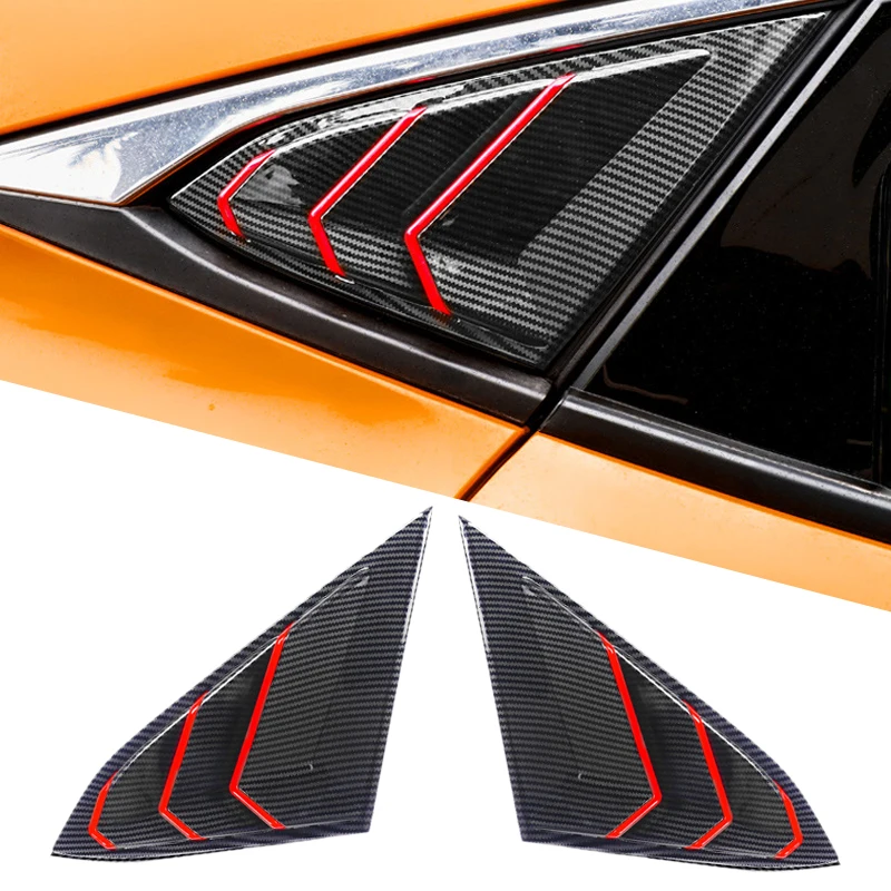 

1 Pair Car Rear Side Vent Window Louver Carbon Fiber Texture Fit For Honda Civic 10th Hatchback 2016 2017 2018 2019 2020 2021