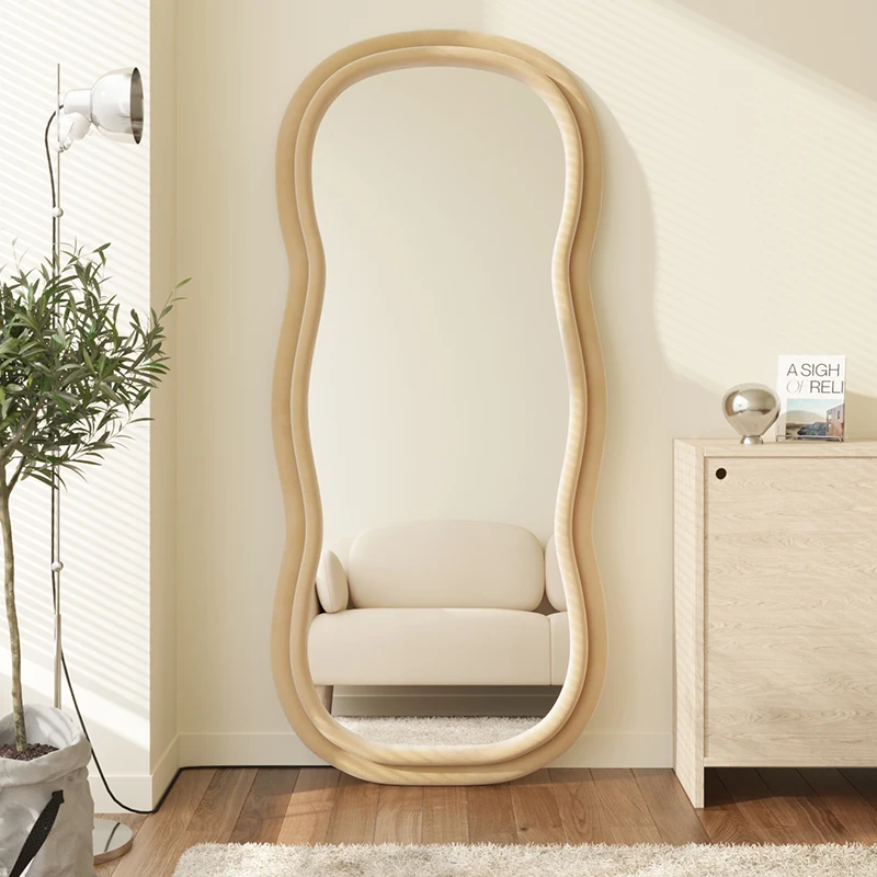 

Standing Full Length Mirrors Bedroom Aesthetic Cosmetic Aesthetic Irregular Floor Large Wavy Mirror Decor Espelho Room Decor