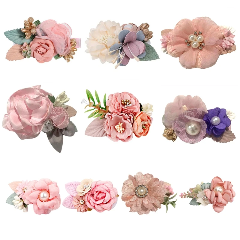 

Цветочные кружевные заколки для волос, искусственный цветок, зажим для утконоса, жемчужная Цветочная заколка L5YB