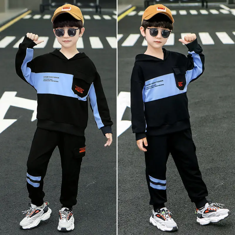 

New Boys Clothing Sets Spring Autumn Letter Hoodie Jackets + Pants Children's Sports Clothes Kids Tracksuit Teen 4 6 8 10 12 14Y