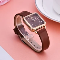 watch brand watches for women fashion black leather square rose gold dial gift ladies quartz wrist clock wristwatch dropshipping