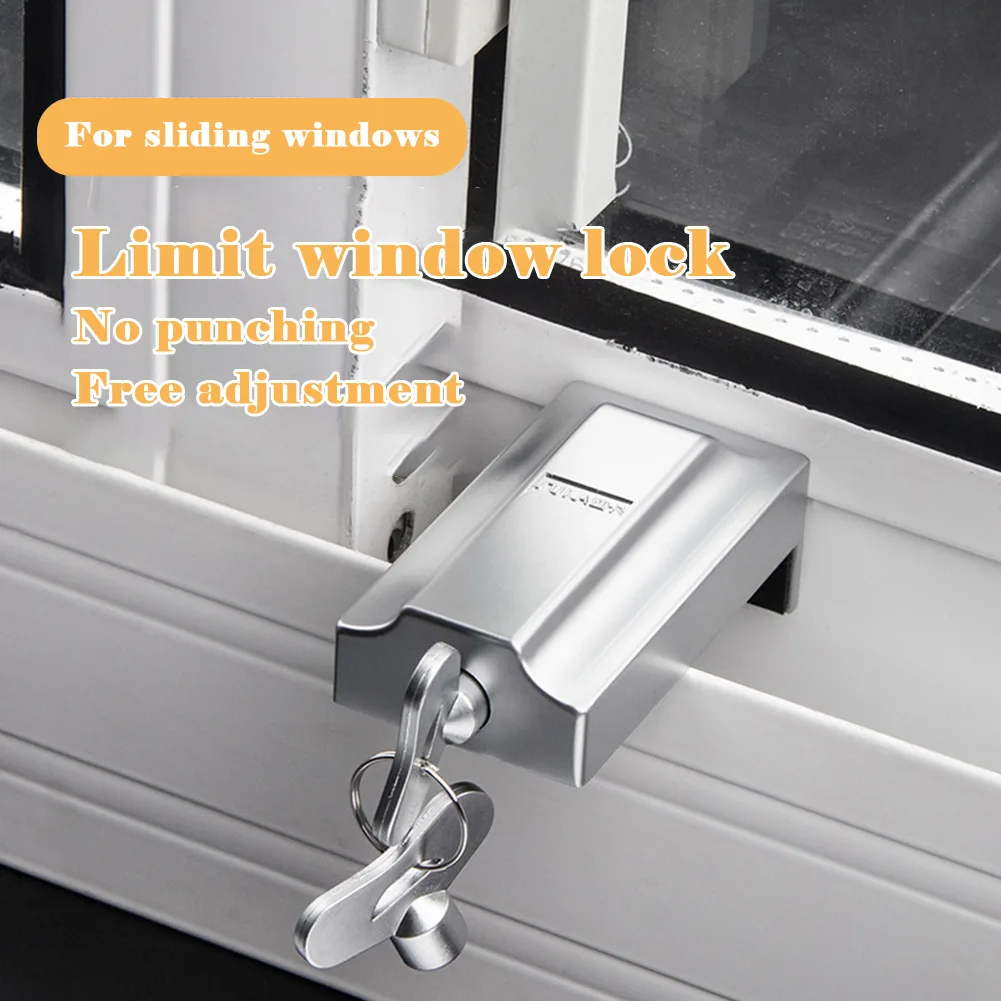 

Sliding Safety Lock Home Garden Restrictor Child Safety Security Key Lock Anti-theft Stopper Thickened Durable