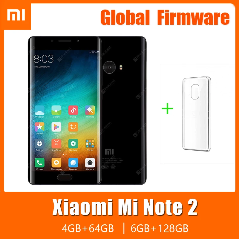 

Cellphone Xiaomi Mi Note 2 Smartphone AMOLED 5.7 inches screen Snapdragon 821 4070 mAh Quick Charge 3.0 Android Mobile Phone NFC