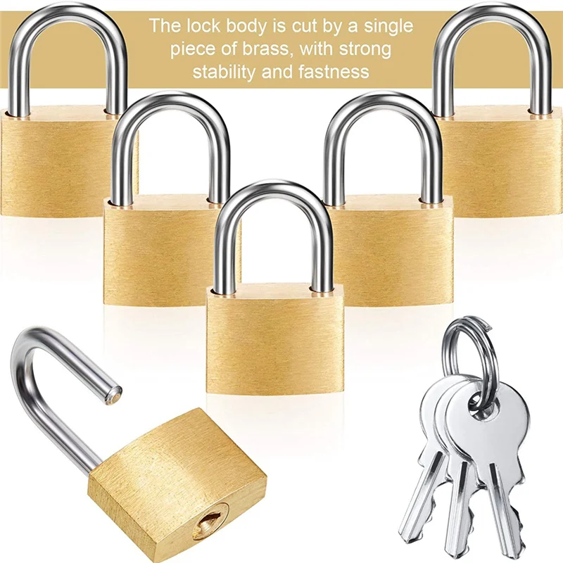 12 Pack Mini Padlock Small Solid Brass Locks with 3 Key for Luggage Lock Backpack Gym Locker Suitcase