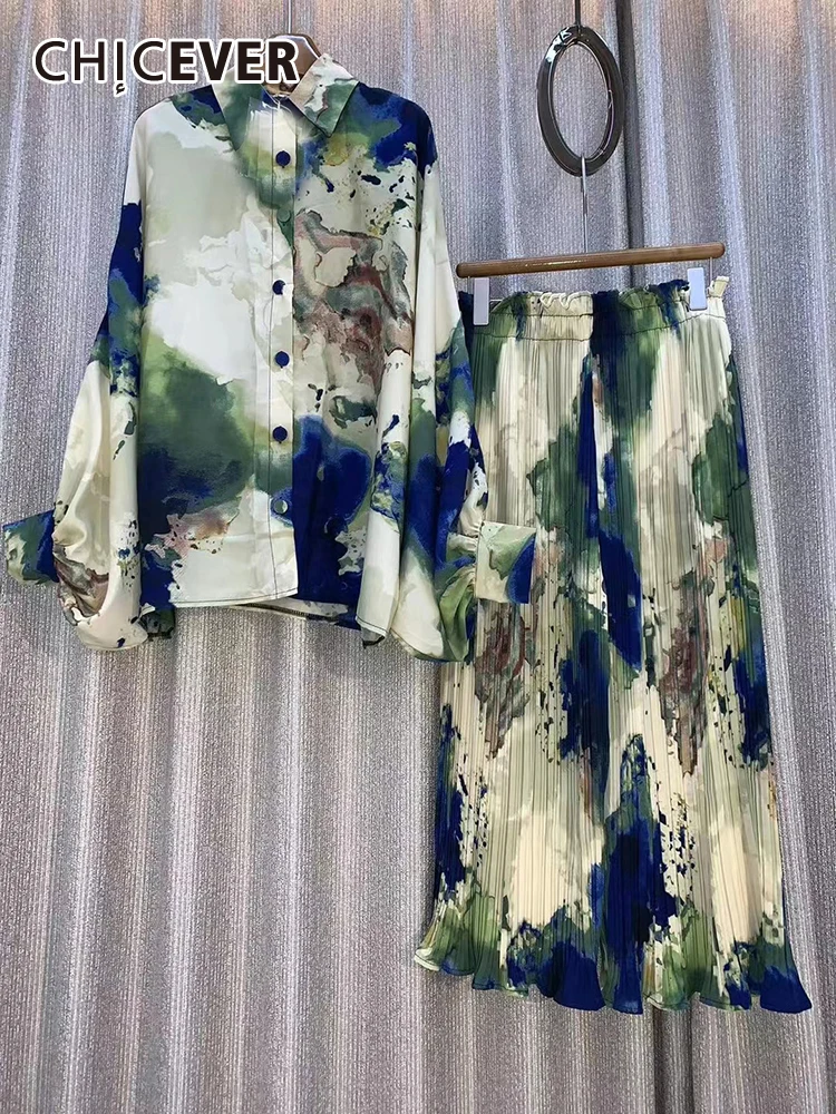 

Женский однобортный костюм CHICEVER, с длинным рукавом, с отворотом, свободные широкие брюки, повседневный комплект, новинка