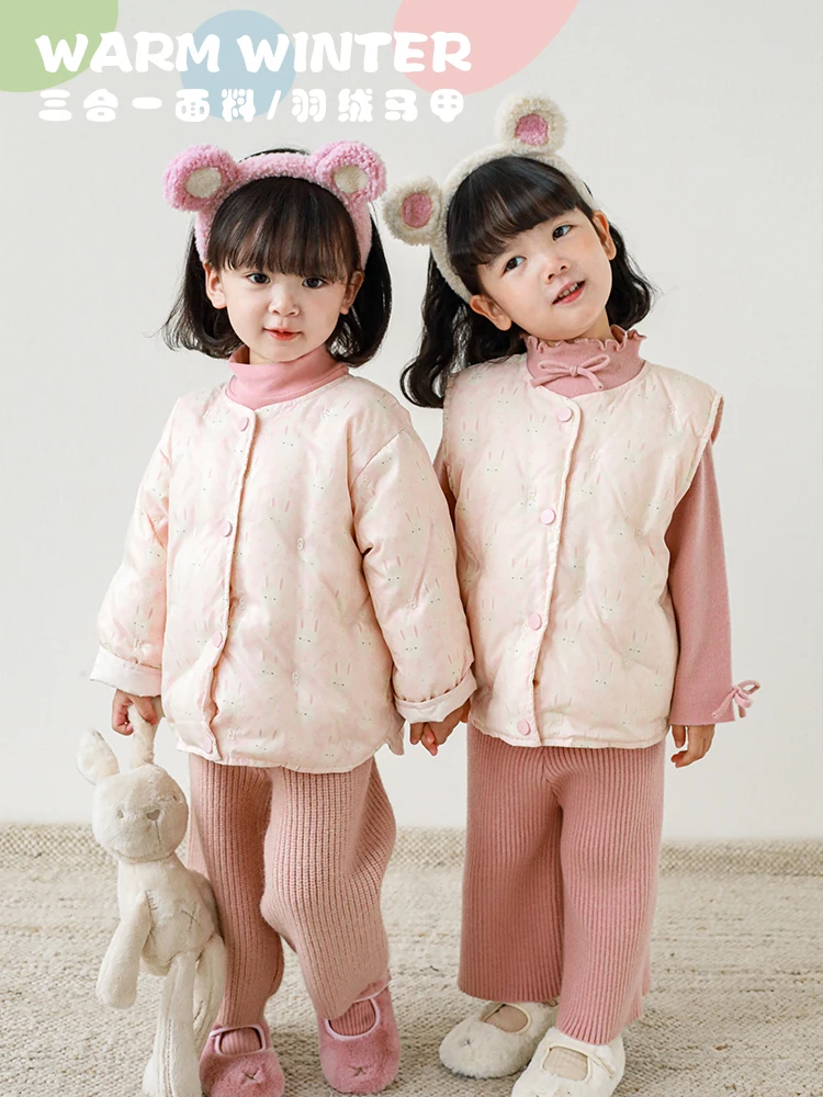 

Baby Down Jacket Boys Lightweight Down Vest Girls Coat Winter Short Style Cartoon Printed Waistcoat