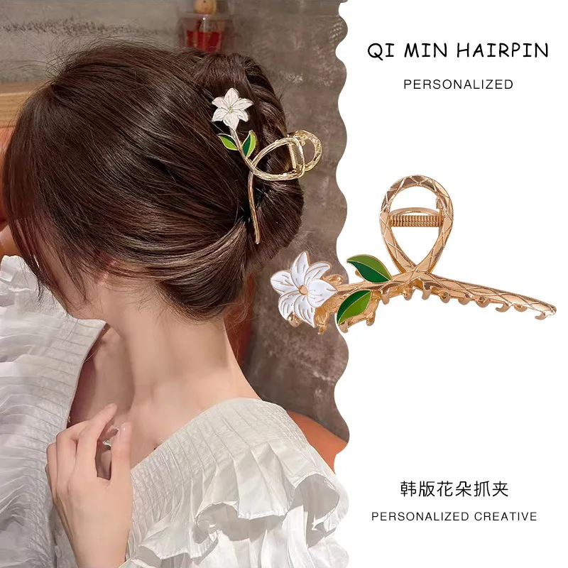 

Women Metal Hair Claw Elegant Gold Flowers Hair Clips Barrette Crab Headband Ponytail Clip Headwear Hair Accessories Tiara Gift