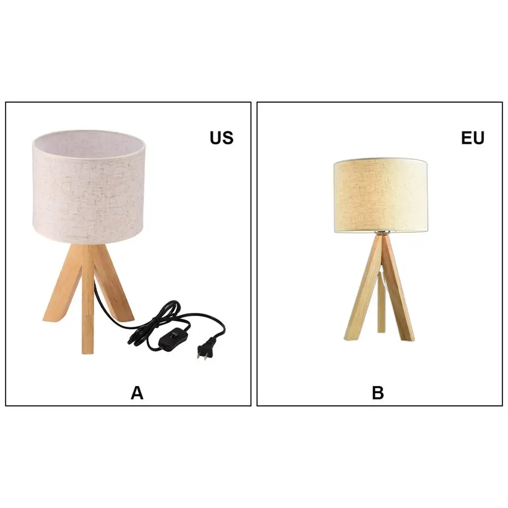

LED Table Lamps Small Bedside Light Wooden Tripod Nightstand Lights Eye-protecting Lighting Accessory Vintage No 2