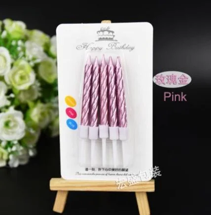 

Розовая Свеча для торта 10 шт.