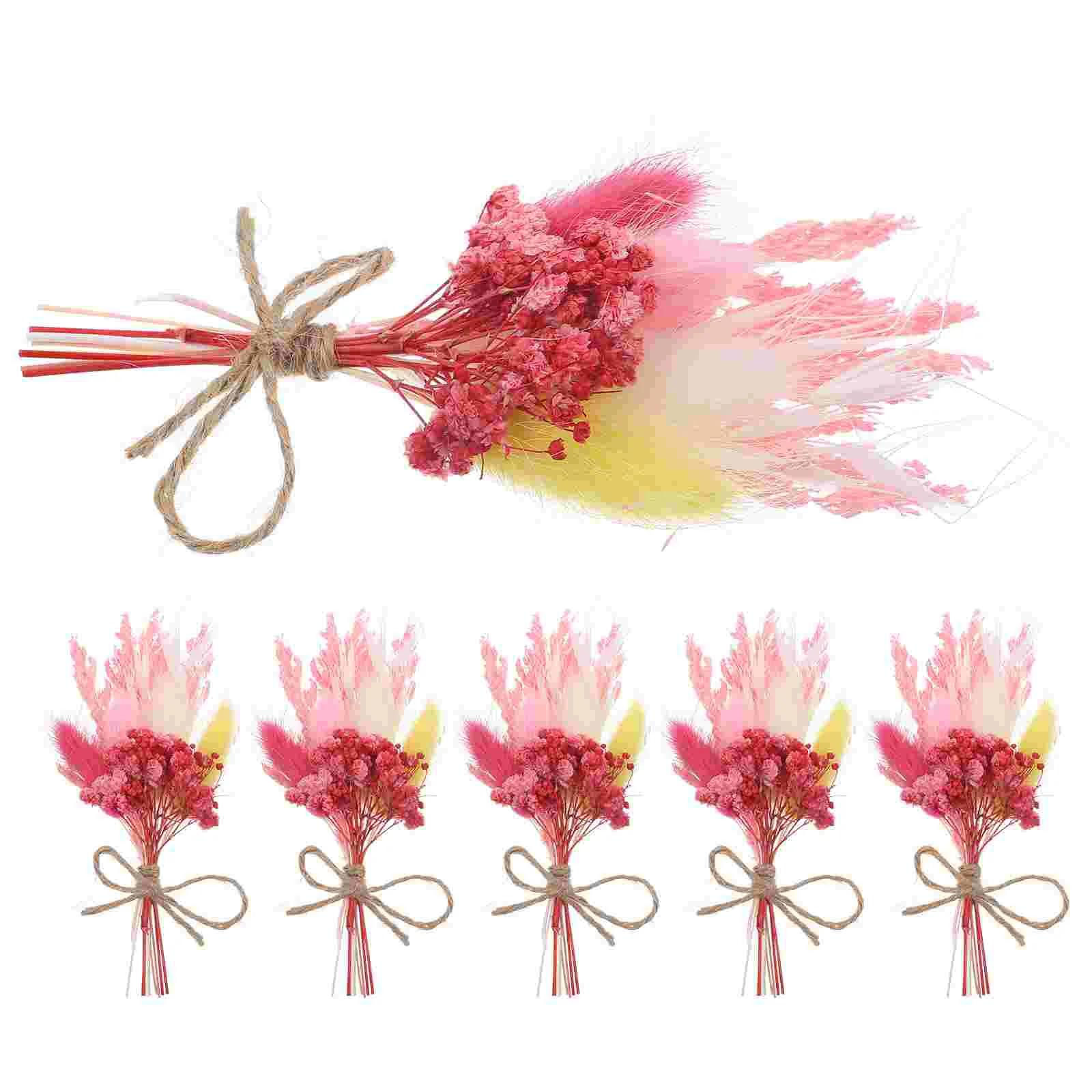 

6 Pcs Wedding Decorations Flower Bouquets Dried Flowers Floral Table Stems