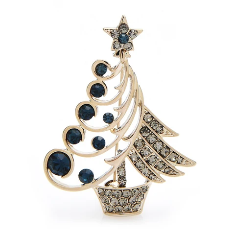 Rhinestone Christmas Tree Brooches