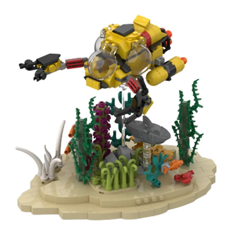 

MOC-155727 подводная лодка кораллового рифа, совместимая с конструктором LEGO, сборка морских животных, игрушечное украшение
