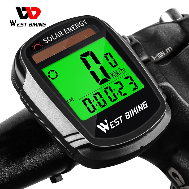 

WEST BIKING Wireless Bike Computer Solar Power Waterproof Cycling Odometer Stopwatch Road MTB Bicycle Computer Bike Speedometer