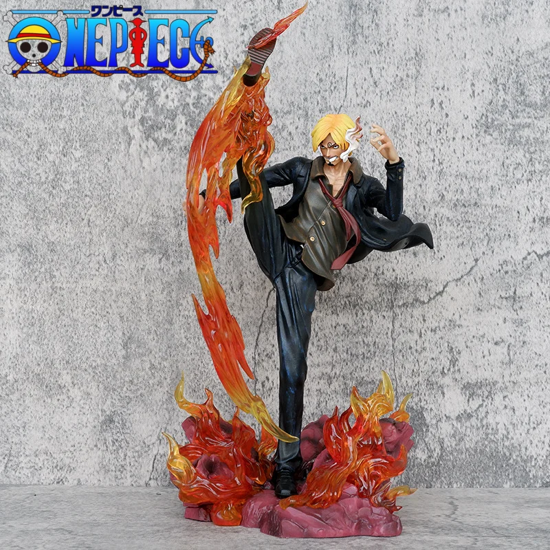 

Anime 34cm Sanji One Piece Gk Leg Fire Battle Figure Figurine Pvc Statue Model Doll Collectible Decoration Ornaments Toys Gift