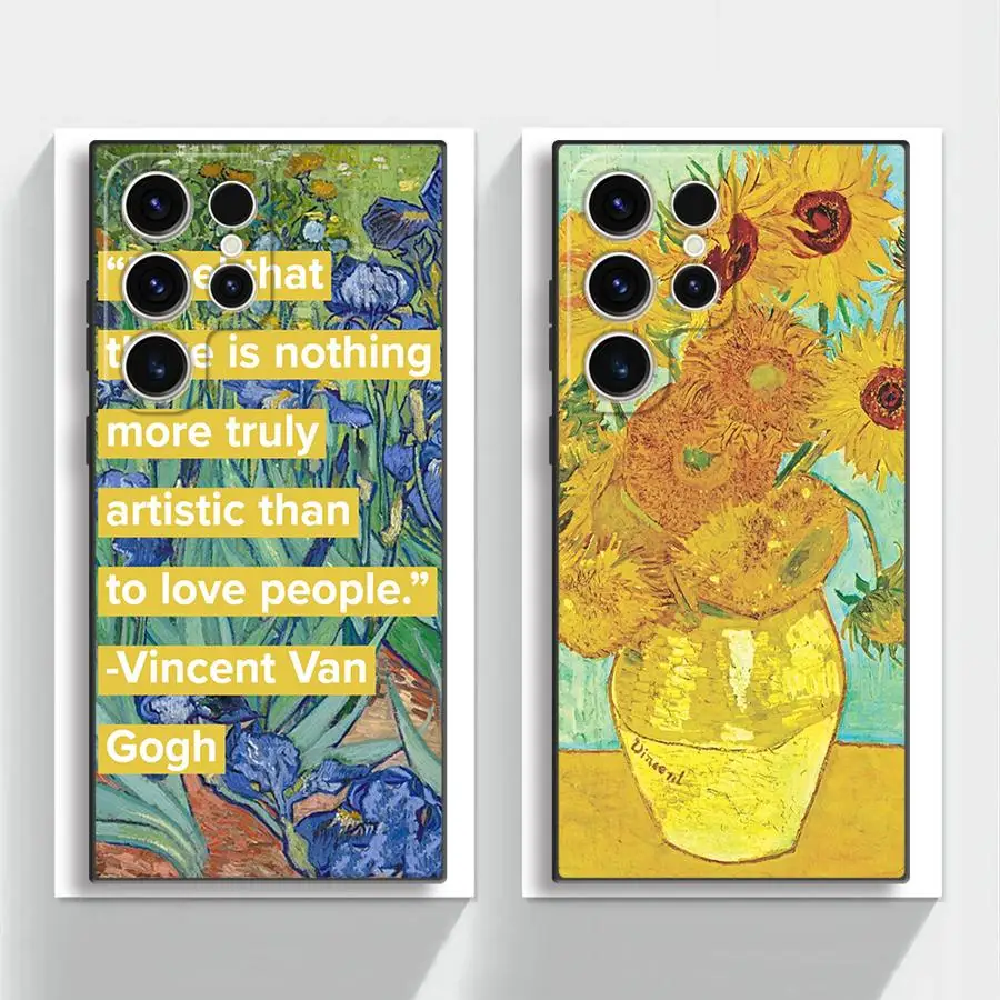 Фото Черный мягкий чехол для телефона Van Gogh Sunflowers для Samsung Galaxy S23 Ultra S20 S24 Plus S25 Edge S21 FE №5