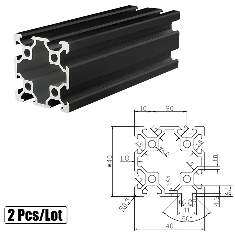 

2 шт., 4040 алюминиевых профилей с V-образным пазом, 100-550 мм, стандарт ЕС, алюминиевый направляющий слот для линейной рейки для фрезерного станка с ЧПУ, комплект 3D-принтера