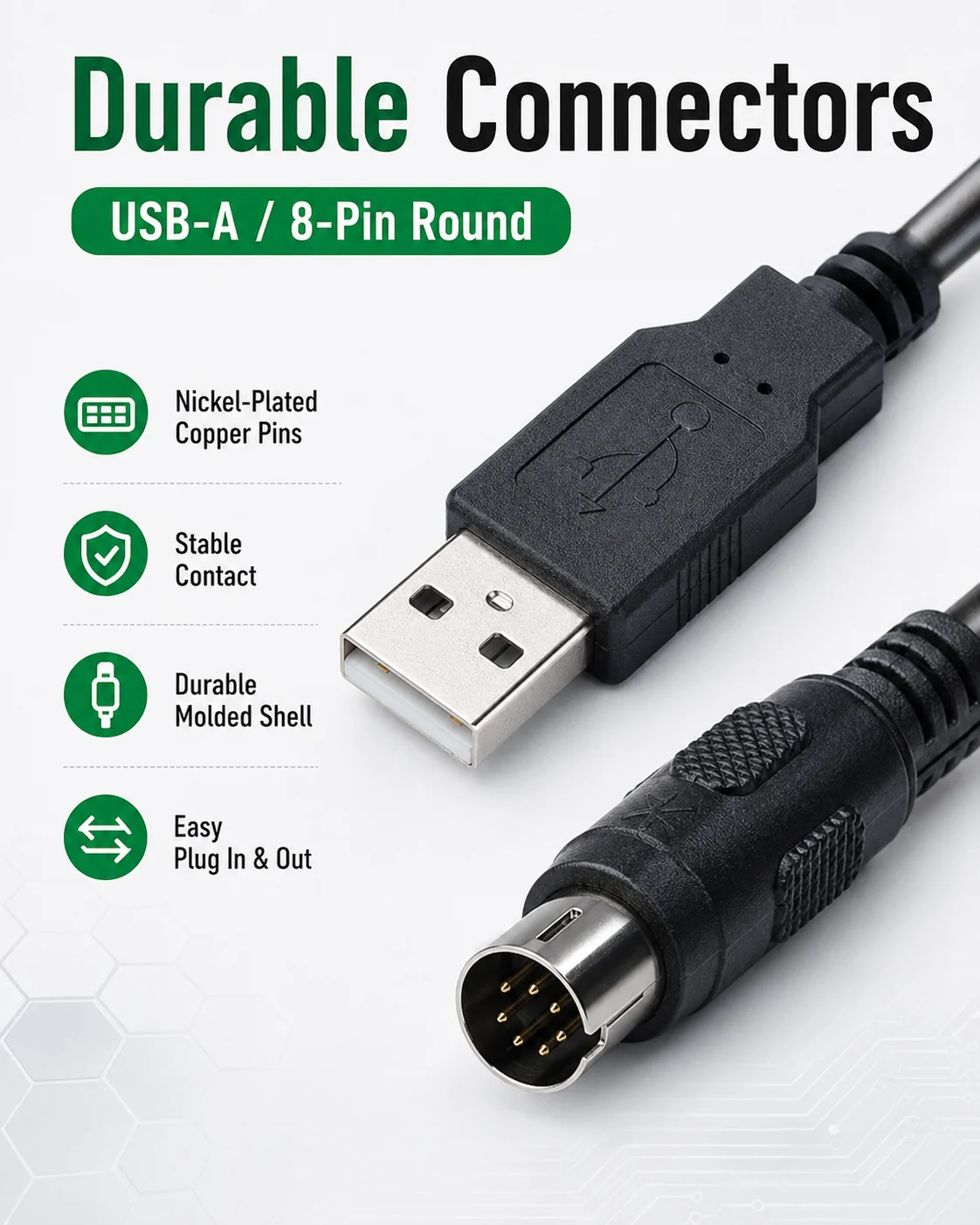 Фото Кабель для программирования ПЛК TSXPCX3030 USB для Schneider Twido NEZA Series, 8-контактный, 3 м, 5 В, коммуникационный адаптер для загрузки программ №3