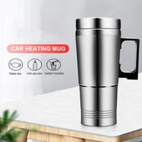 car heating cup 12v 24v portable electric water kettle car heated mug stainless steel vehicle heating water cup thermos bottle