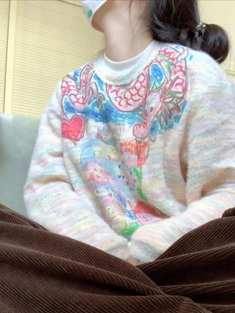 Милый свитер Korobov в стиле преппи с длинным рукавом винтажные дизайнерские