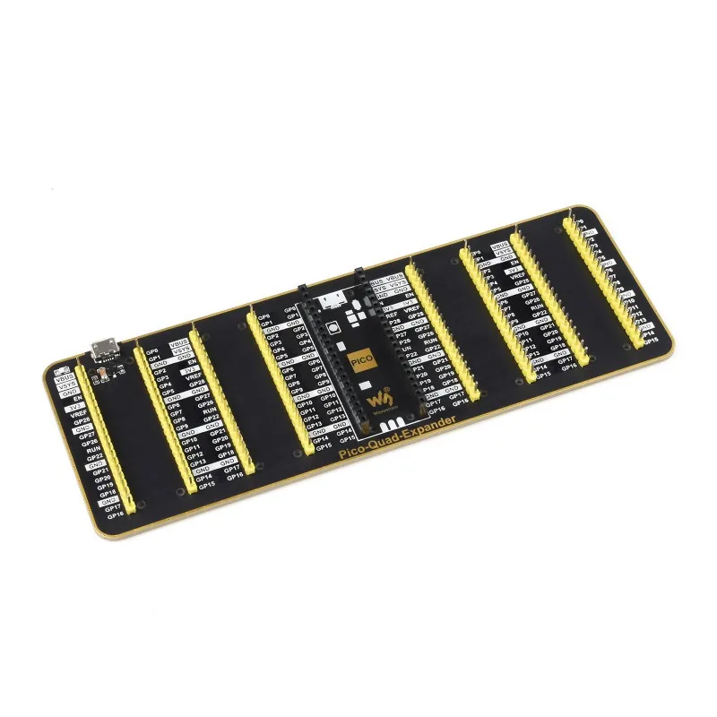 

NEW Quad GPIO Expansion Board for Raspberry Pi Pico, 4 Sets Of Male Headers, USB Power Input Connector