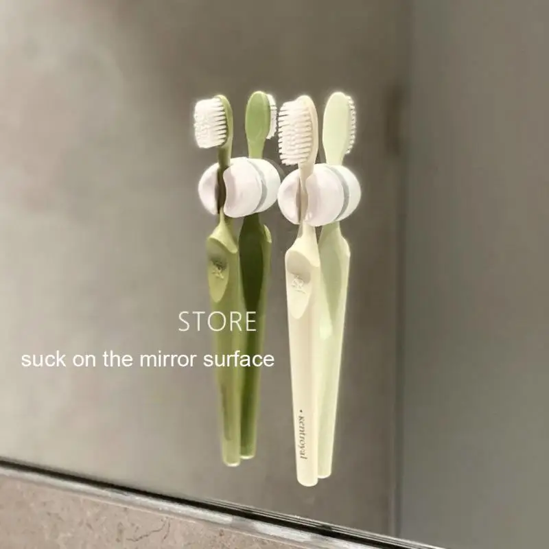 

New Suction Cup Toothbrush Holder Rack Wall Mounted Toothpaste Toothpaste Bathroom Lovely Children Toothbrush Stand Organizer