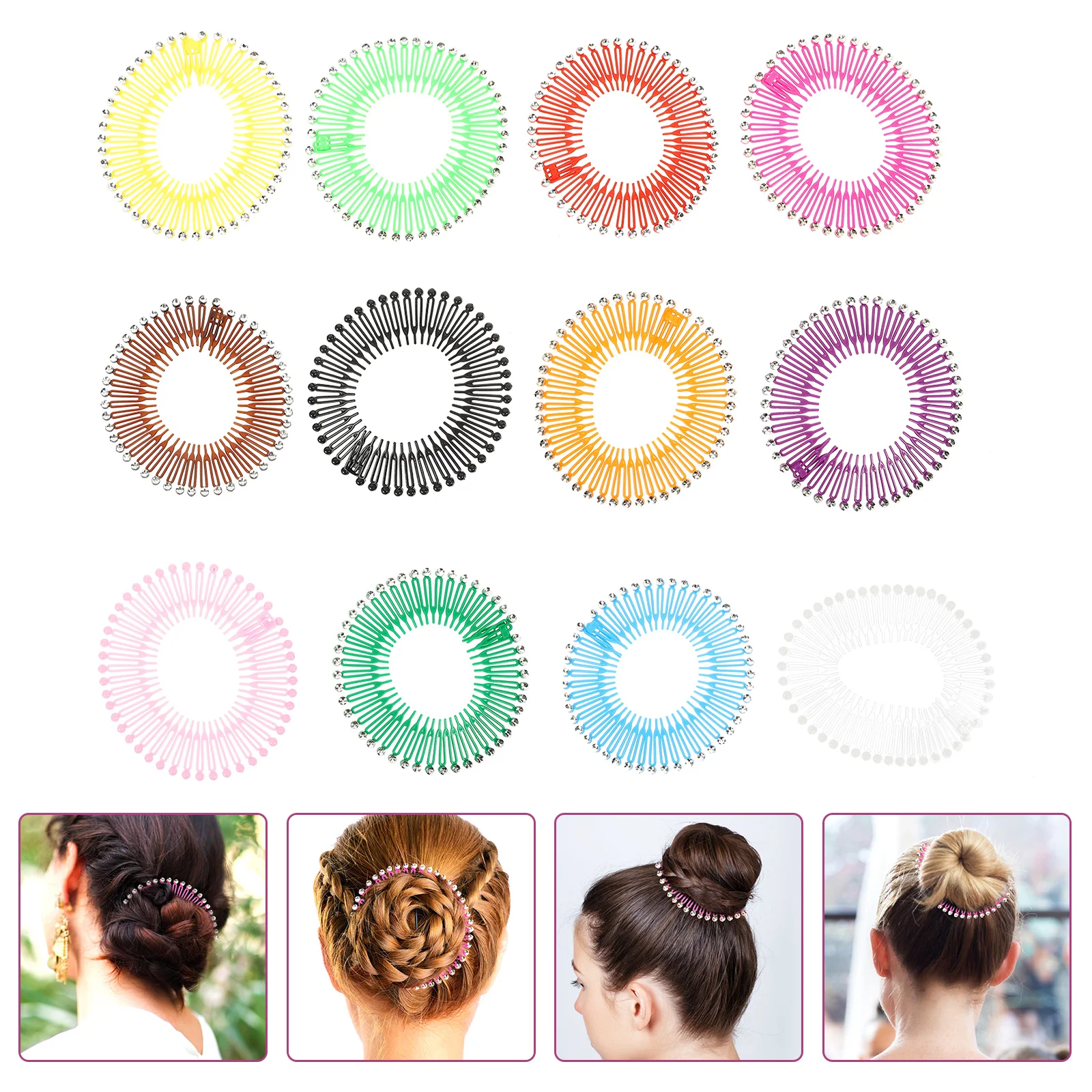 

Comb Hair Stretch Headband Circular Circle Full Combs Tooth For Flexible Hairband Spring Head Natural Stretching Banana Band