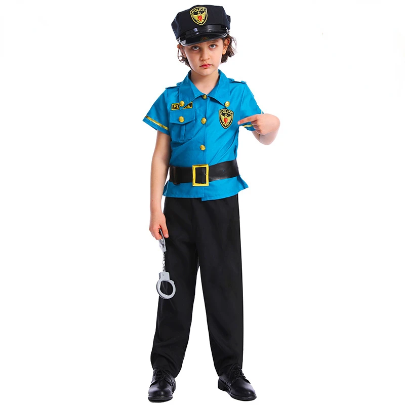 Cop Police Officer Cosplay Uniform for Boys Girls Kids Profession Working Suit Kids Halloween Role Play Dress Up Costume Outfit images - 6