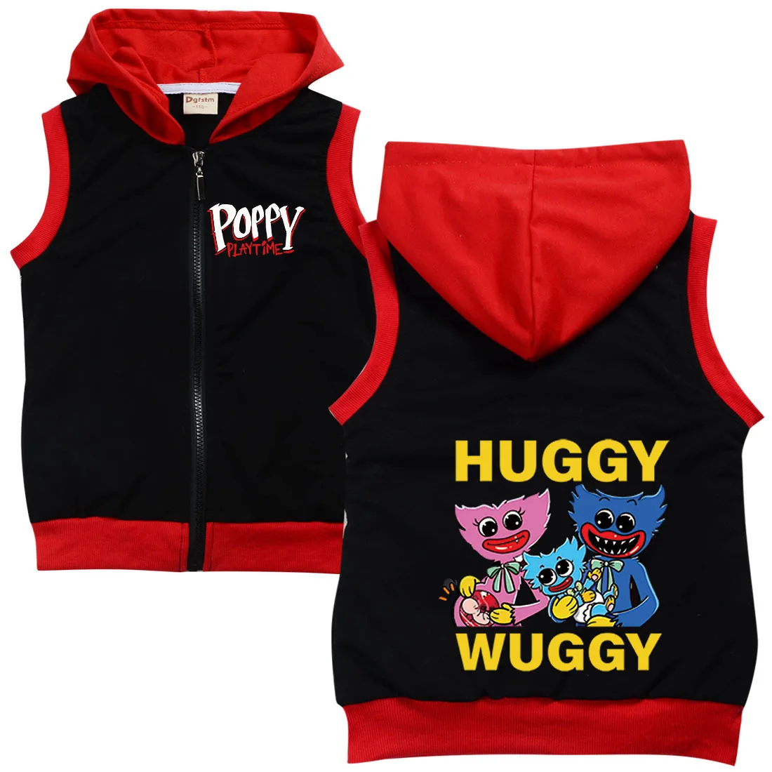 

2-16 Game Huggy Wuggy Poppy Playtime Hoodie Kids Zipper Jacket Baby Boys Hooded Sleeveless WaistCoats Baby Girls Fashion Clothes