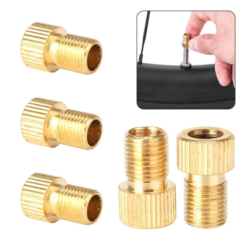 

5PCS Copper Bicycle Valve Adapters Gas Nozzle Air Valve Bike Motorcycle Cycling Valve Adaptor Converter Parts Accessories