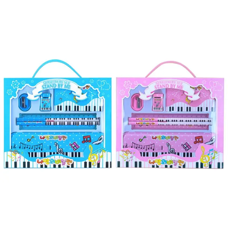 

Music Piano Note Pencil Ruler Earser Sharpener 7 in 1 Stationery Set Boys Girls