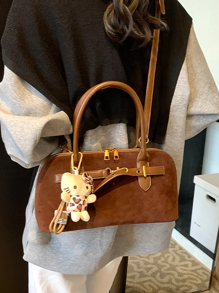 Женская высококачественная замшевая сумка 2024 осенняя ручная ретро-сумка через