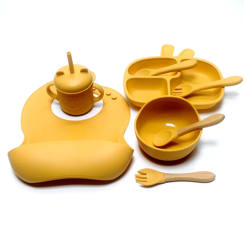 Набор силиконовой посуды для малышей детская силиконовая чаша ложка вилка