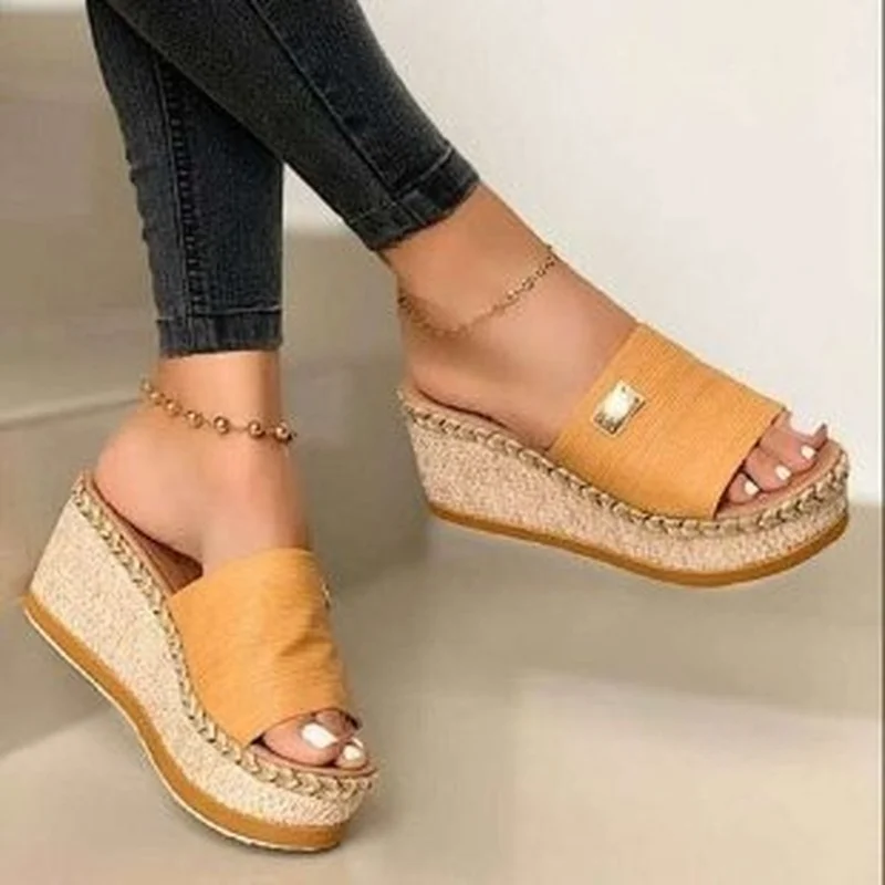 

New Womens Slipper Fish Mouth Thick Bottom Casual Wedges Sandals Stylish Comfortable Flat Mules Plus Size Zapatilla Mujer