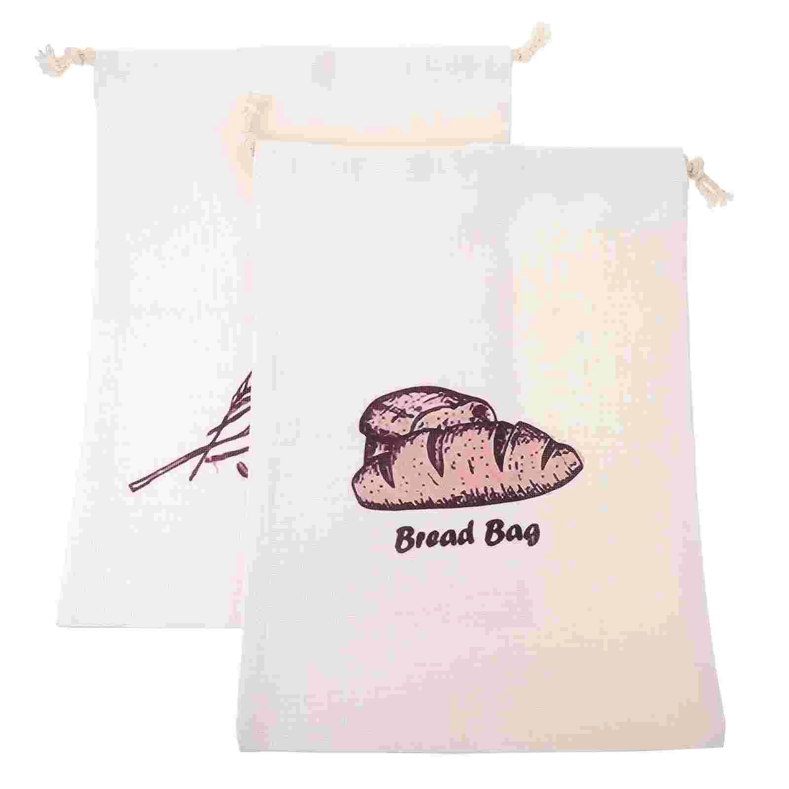 

2 Pcs Linen Bread Bags Food Drawstring Breads Bakery Flax Pastry Storage Shopping