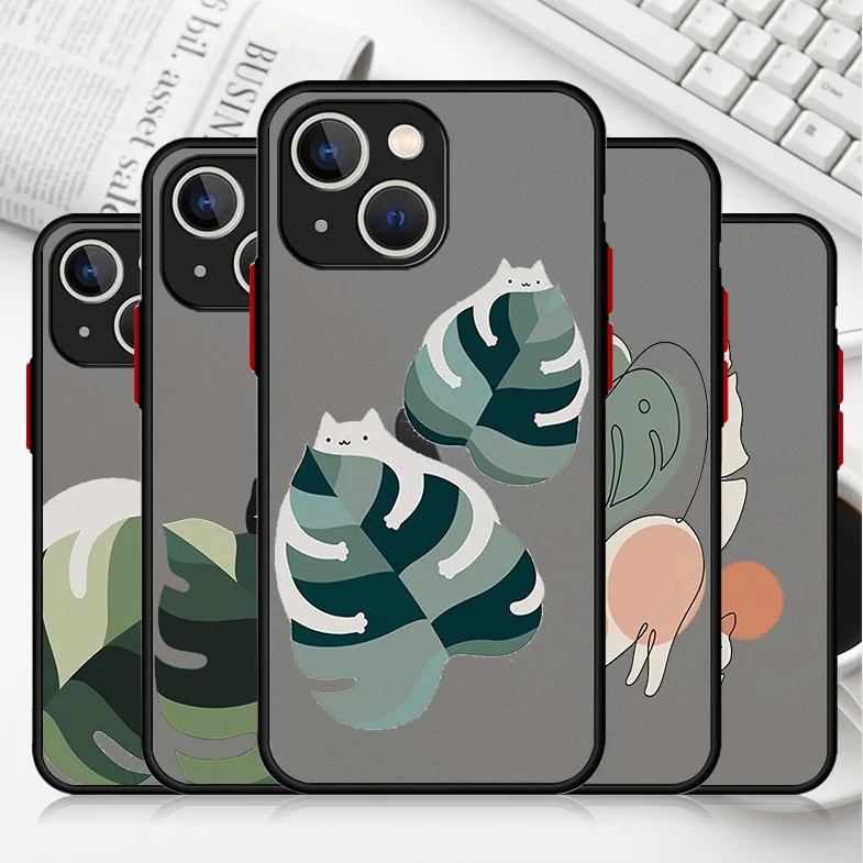 

Shockproof Phone Case For Apple iPhone 13 14 12 Mini 11 Pro Max X XS XR 7 8 Plus 6 6S SE Matte Hard Cover Cats Blend The Scenery