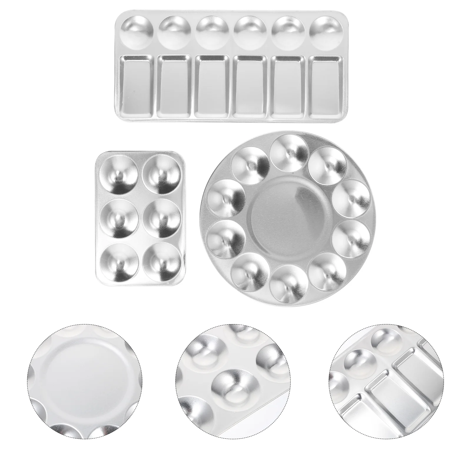 

Tray Aluminium Color Pallet Oil Watercolor Pigment Plate Round Mixer Painting