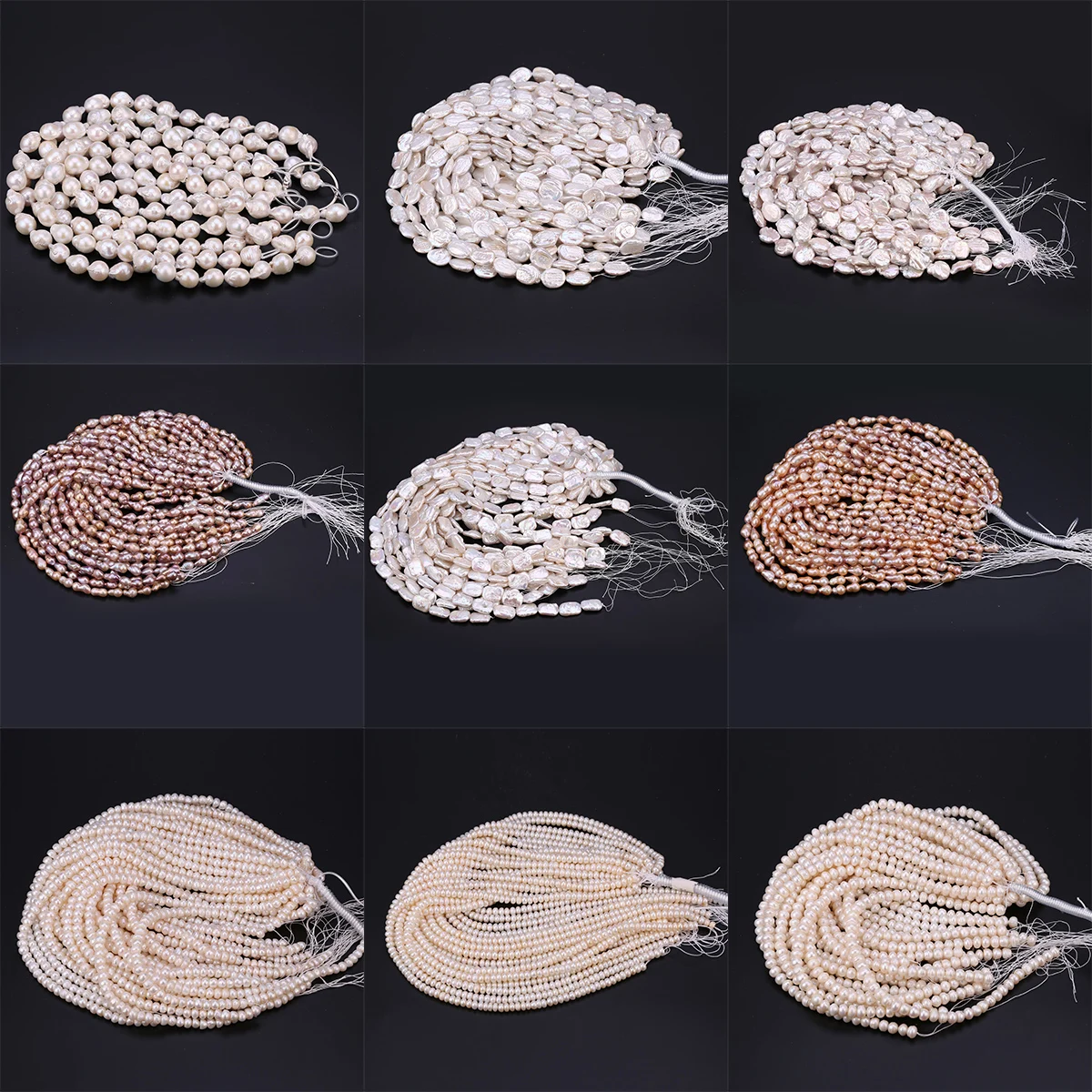 

Natural Fresh Water Pearl Beaded Flat Bead Shape Spaced Loose Beads for Jewelry Making DIY Necklace Bracelet Eardrop Accessories